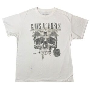 Guns N Roses Mens Graphic T-Shirt White Skull Rose Band Tee Medium 2020 RN102050